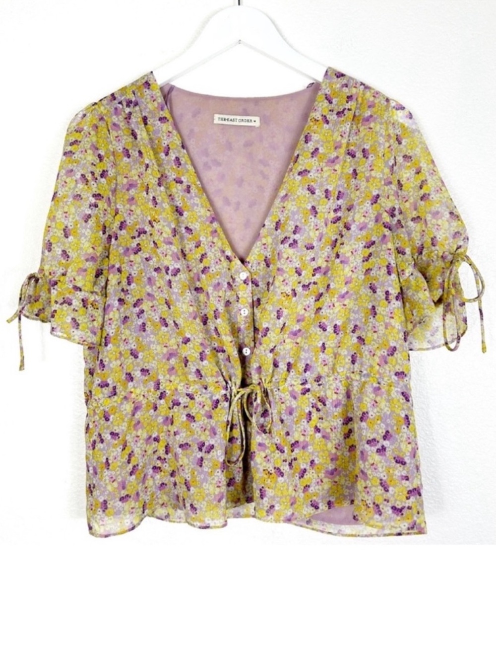 The East Order floral tie Arlington sheer printed top ethereal whimsy size M